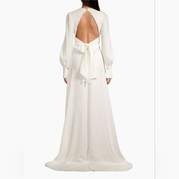 Sachin & Babi Britt Plunge A-Line Gown NWOT size 8 Ivory/White - Picture 2 of 7